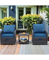 Streamdale Furniture Wicker Patio Furniture Set with Ottomans