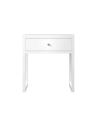 Streamdale Modern White Nightstand with Drawer & Wood Knob