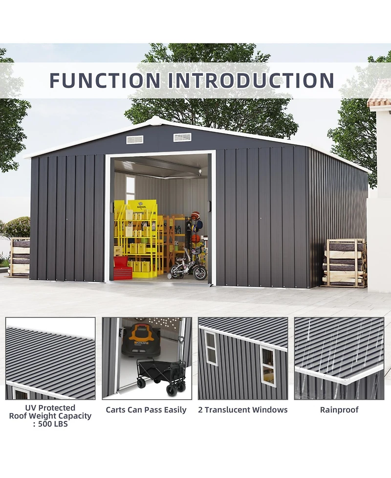 Streamdale Furniture Campcraft 10x12ft Steel Storage Shed w/ Windows - 2 Colors