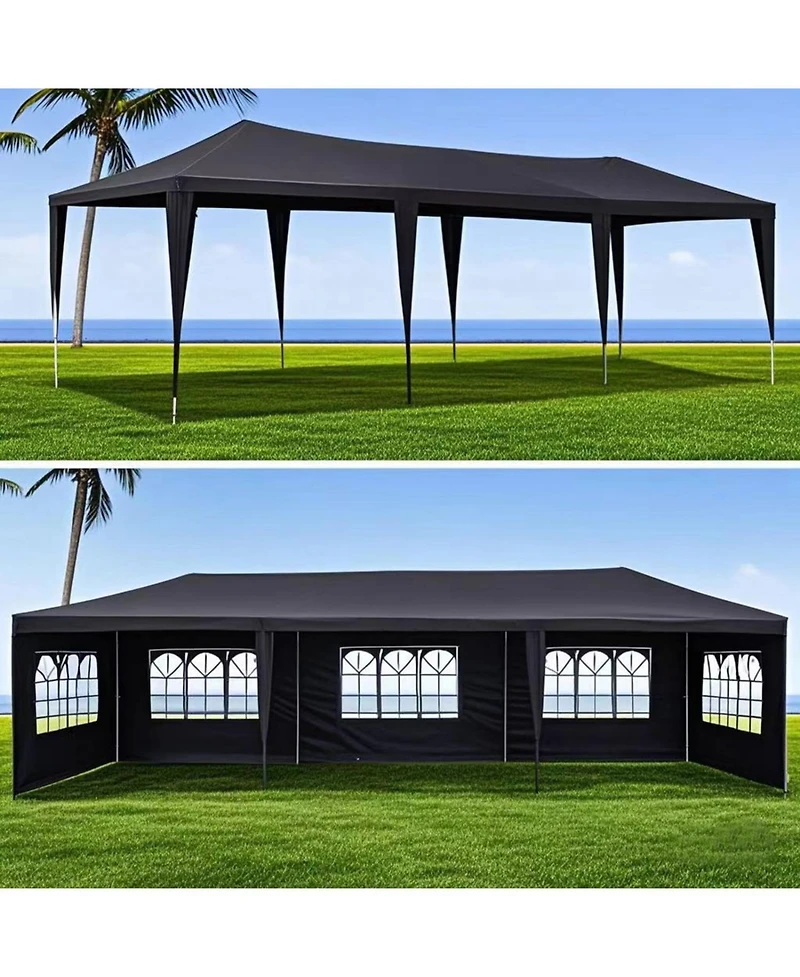 Streamdale 10x30' Wedding Party Canopy Tent with 8 Sidewalls - Black