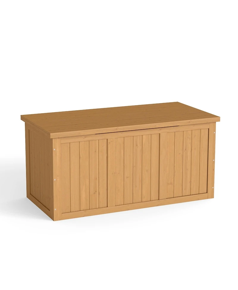 Streamdale Furniture 67 Gallon Wooden Deck Box - Outdoor Storage, Seat & Table Top