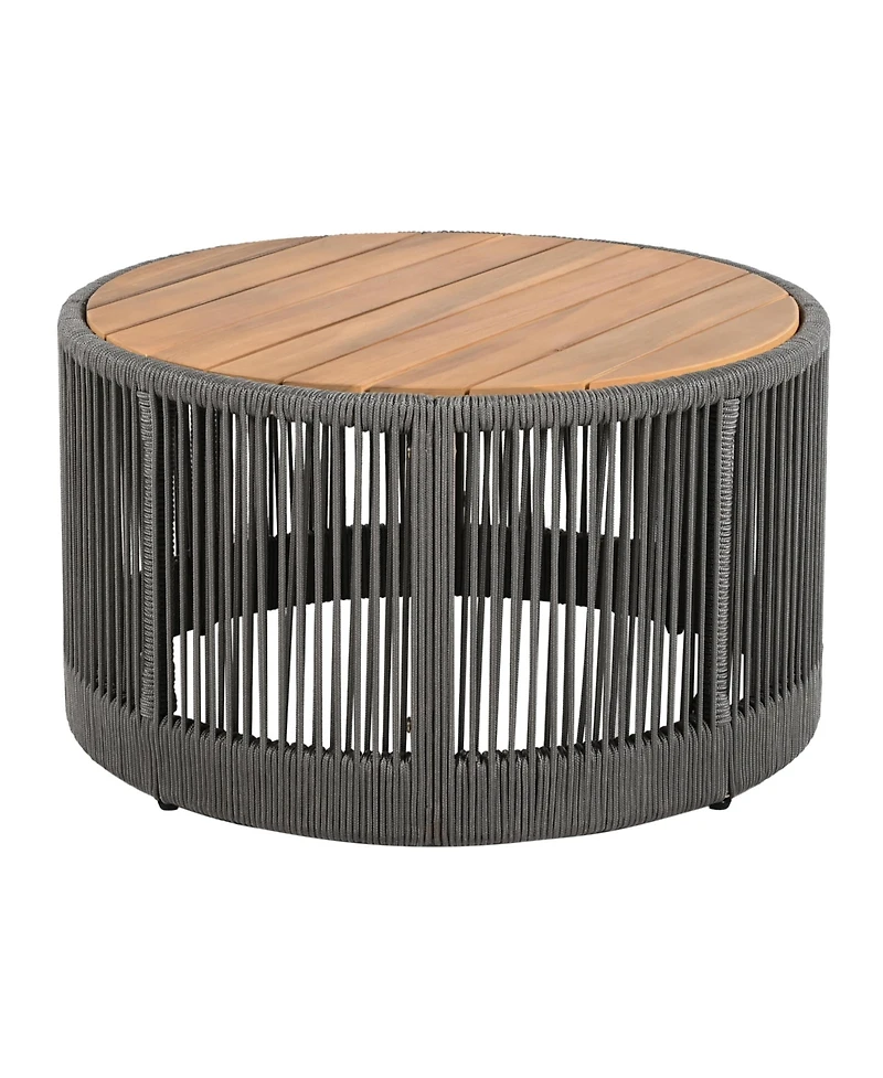 Streamdale Furniture Rustic Industrial Coffee & Side Table Set - Rope Grey
