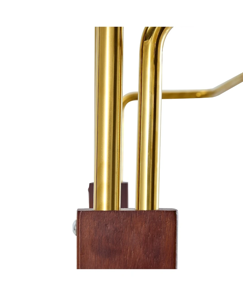 Streamdale Furniture Golden Steel & Walnut Coat Rack - Double Layer, Cabinet, 68.9"