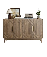 Streamdale Furniture Streamdale Carved 4-Door Sideboard Buffet Cabinet with Adjustable Shelves
