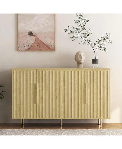 Streamdale Furniture Wood Fluted Buffet Cabinet with Adjustable Shelves