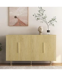 Streamdale Furniture Wood Fluted Buffet Cabinet with Adjustable Shelves