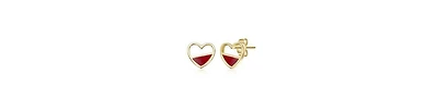 GiGiGirl 14K Gold Plated with Elegant Red Enamel Heart-Shaped Stud Earrings