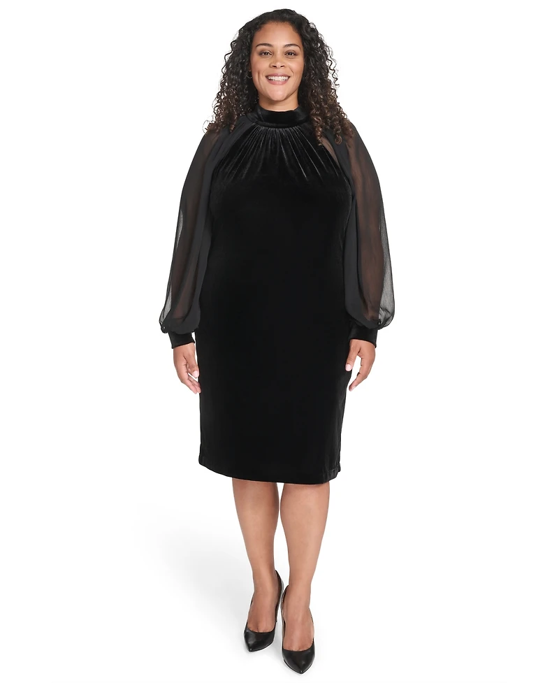 Calvin Klein Plus Size Mock Neck Long Dress