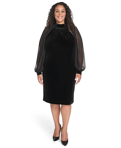 Calvin Klein Plus Size Mock Neck Long Dress