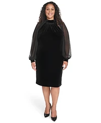 Calvin Klein Plus Size Mock Neck Long Dress