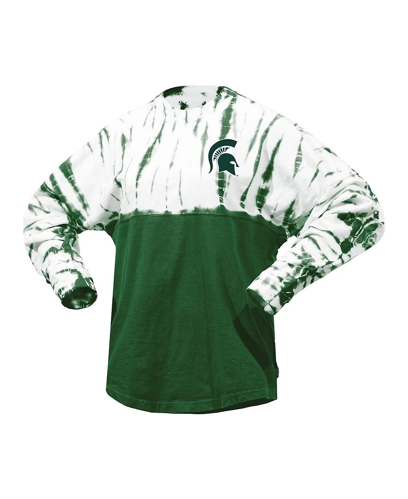 Spirit Jersey Women's Green Michigan State Spartans Tie-Dye Long Sleeve T-Shirt