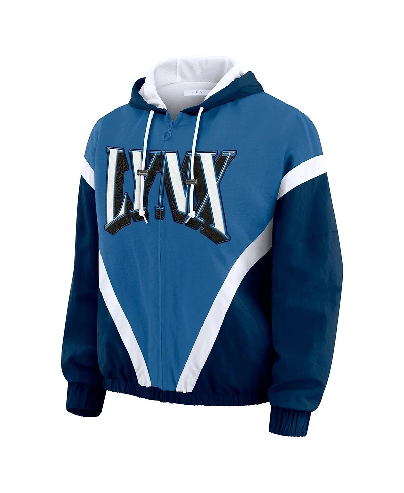 Wear by Erin Andrews Women's Navy/Blue Minnesota Lynx Color Block Full-Zip Windbreaker Jacket