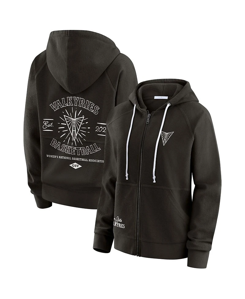Wear by Erin Andrews Women's Black Golden State Valkyries Vintage Full-Zip Raglan Hoodie