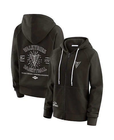 Wear by Erin Andrews Women's Black Golden State Valkyries Vintage Full-Zip Raglan Hoodie