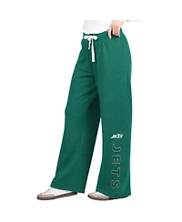 G-iii 4Her by Carl Banks Women's Green New York Jets Field Wide Leg Sweatpants