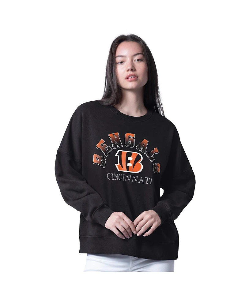 G-iii 4Her by Carl Banks Women's Black Cincinnati Bengals Oversized Feud Sweatshirt