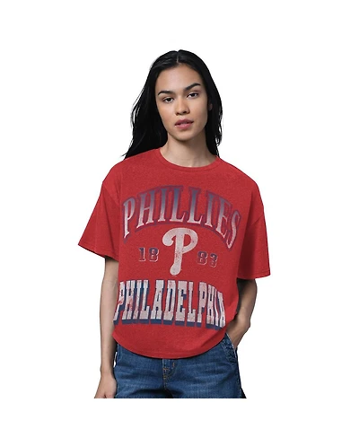 Starter Women's Heather Red Philadelphia Phillies Oversized Hall of Fame T-Shirt