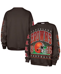 '47 Brand Women's Brown Cleveland Browns Go Big Oversized Pullover Sweatshirt