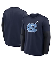 Jordan Men's Navy North Carolina Tar Heels 2025 Sideline Coach Performance Long Sleeve T-Shirt