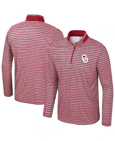 Colosseum Men's Crimson Oklahoma Sooners Striped Quarter-Zip Sweatshirt