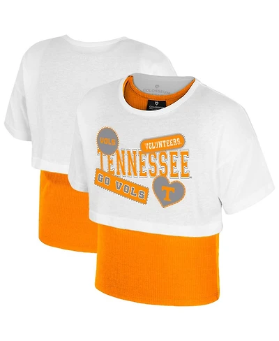 Colosseum Big Girls White Tennessee Volunteers Gale Cropped 2Fer Top