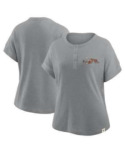 Fanatics Women's Heather Gray Cincinnati Bengals Oversized Hometown Premium Henley Shirt