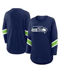 Fanatics Women's College Navy Seattle Seahawks Redzone 3/4-Sleeve T-Shirt