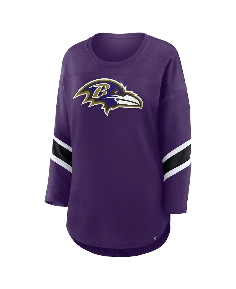Fanatics Women's Purple Baltimore Ravens Redzone 3/4-Sleeve T-Shirt