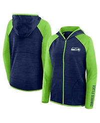 Fanatics Women's College Navy/Neon Green Seattle Seahawks Redzone End Around Pass Raglan Full-Zip Hoodie