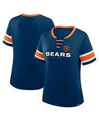 Fanatics Women's Navy Chicago Bears Redzone Draw Play Athena Lace-Up T-Shirt