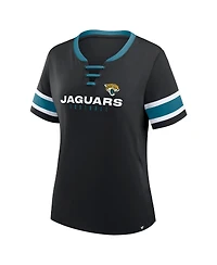 Fanatics Women's Black Jacksonville Jaguars Redzone Draw Play Athena Lace-Up T-Shirt