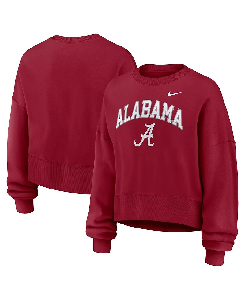 Nike Women's Crimson Alabama Tide Oversized Phoenix Arch Pullover Sweatshirt