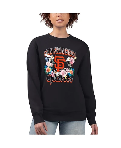 G-iii 4Her by Carl Banks Women's Black San Francisco Giants Flowers Graphic Pullover Sweatshirt