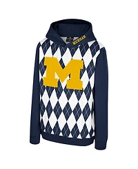 Colosseum Big Boys and Girls Navy Michigan Wolverines Argyle The Dealio Pullover Hoodie