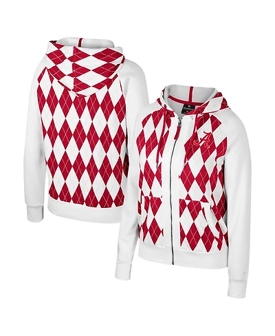Colosseum Women's White Alabama Crimson Tide The Dealio Argyle Full-Zip Jacket