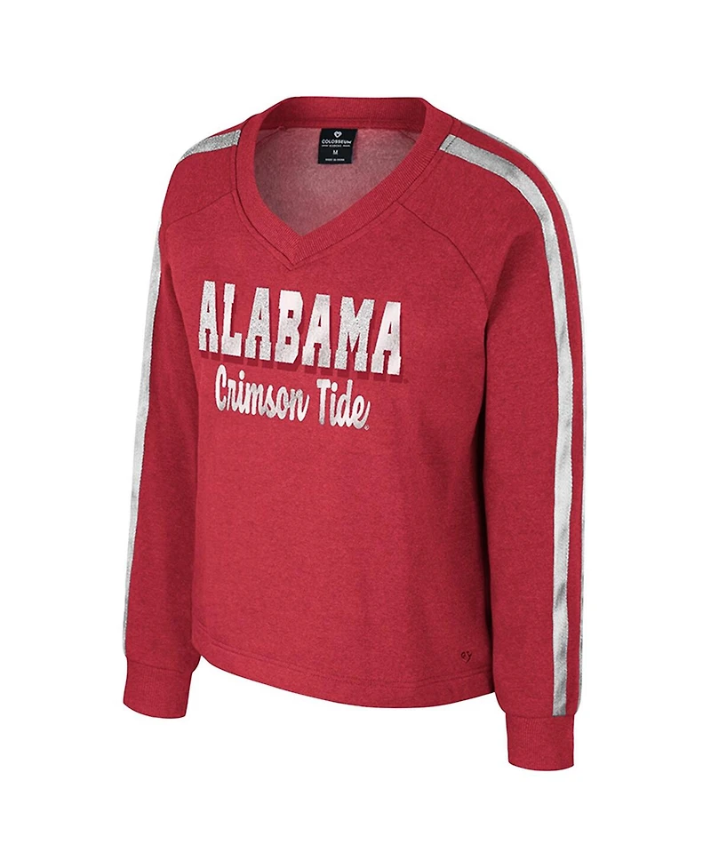 Colosseum Women's Crimson Alabama Tide Treasures Long Sleeve V-Neck T-Shirt