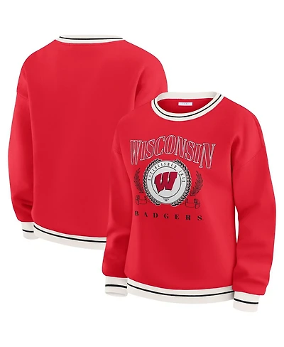 Wear by Erin Andrews Women's Red Wisconsin Badgers Seal Sweatshirt