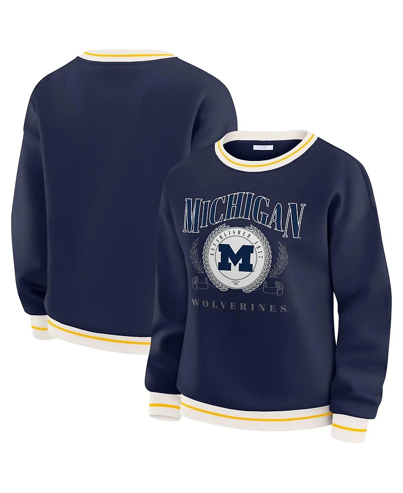 Wear by Erin Andrews Women's Navy Michigan Wolverines Seal Sweatshirt