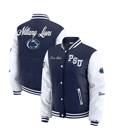 Wear by Erin Andrews Women's Navy Penn State Nittany Lions Varsity Puffer Jacket