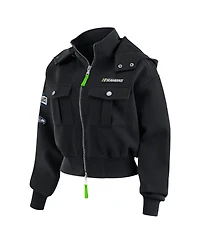 Wear by Erin Andrews Women's Black Seattle Seahawks Patch Pocket Bomber Jacket