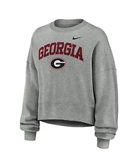 Nike Women's Heather Gray Georgia Bulldogs Oversized Phoenix Arch Pullover Sweatshirt