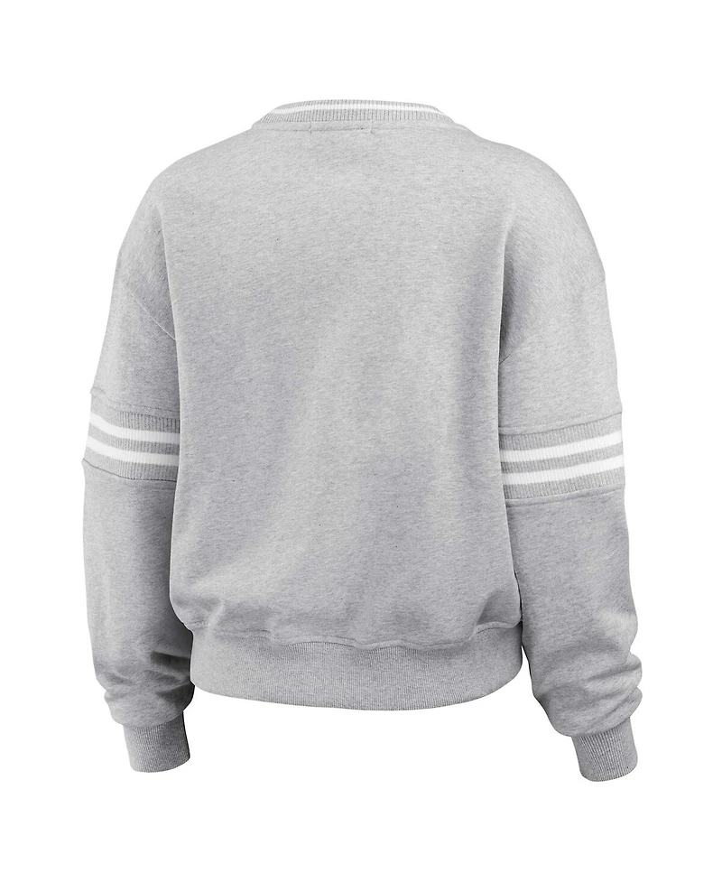 Wear by Erin Andrews Women's Heather Gray Lsu Tigers Classic Stripe Pullover Sweater