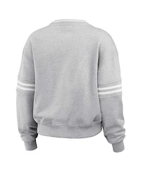 Wear by Erin Andrews Women's Heather Gray Lsu Tigers Classic Stripe Pullover Sweater