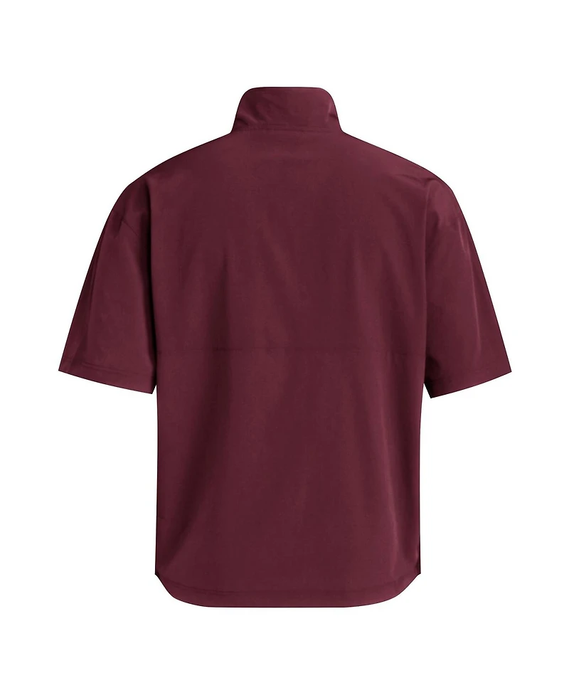 Adidas Men's Maroon Texas A M Aggies Woven Quarter-Zip Short Sleeve Pullover Sweatshirt