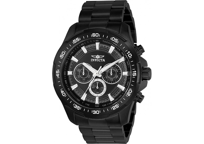 Invicta Men's Speedway Quartz Multifunction Black Dial Stainless Steel Bracelet Watch