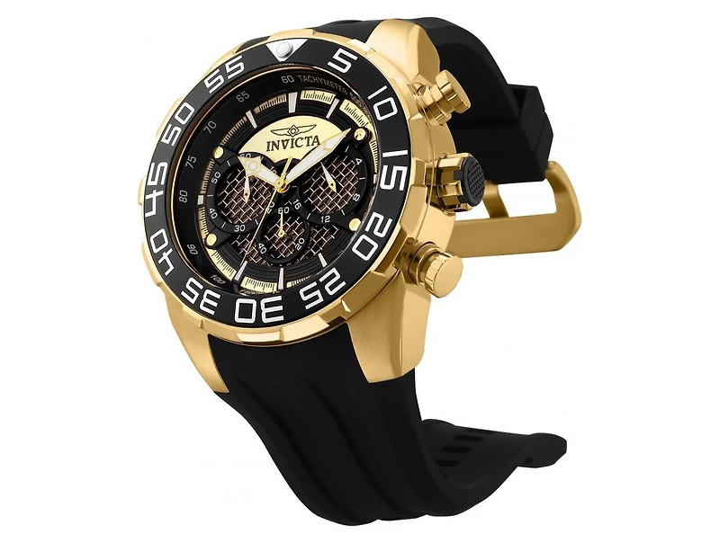 Invicta Men's Speedway Quartz Multifunction Black, Gold Dial Silicon Watch