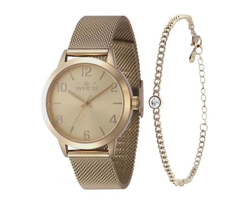 Invicta Women's Wildflower Quartz 3 Hand Gold Dial Watch