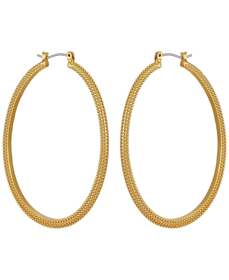 Guess Gold-Tone Textured Large Hoop Earrings