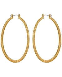 Guess Gold-Tone Textured Large Hoop Earrings
