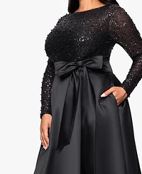Xscape Plus Size Sequin Detail Crewneck Maxi Dress